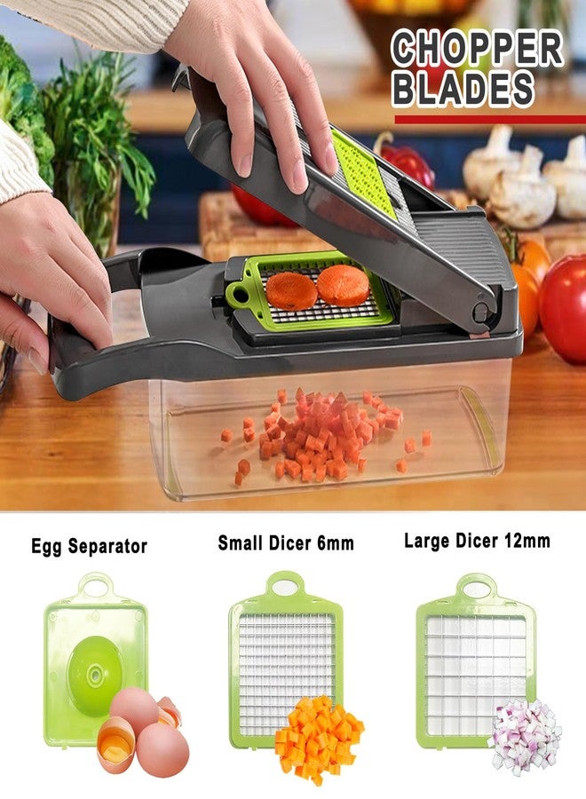 Auzeuner Multifunctional Veggie Chopper - 14 in 1 Food Chopper With 8 Blades, Slicer, Dicer, Cutter for Vegetables, Onions, and More - Hand Guard Included - Image 4